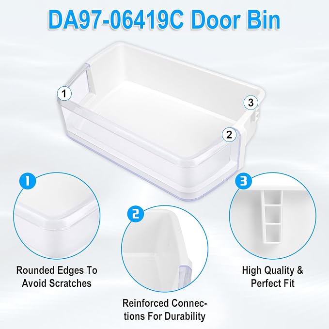 UPGRADED DA97-06419C Refrigerator Door Shelf Basket Bin Right Compatible with Samsung Refrigerator Door Shelf RFG293HARS RFG297HDRS RFG298HDRS Door Shelf DA63-04314 DA63-04316 AP4567198 Door Shelf Bin
