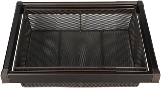 Pull Out Drawer Organizer Containers,Stackable Shelf Baskets Organizer,Aluminum Alloy Stackable Storage Bins,for Office Bathroom Bedroom(Brown,Gray)(Brown,22.04-25.98in)
