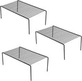 Kitchen Cabinet Shelf Organizer Set of 3, Large (15.7 x 9.4 inch) Metal Wire Pantry Storage Shelves, Dish Plate Racks for Cabinets, Freezer, Counter, Cupboard Organizers and Storage, Black