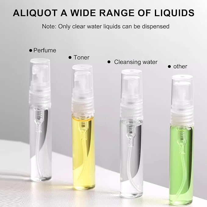 Refillable 5ml Mini Glass Spray Bottle, 10 Pcs Travel Size Perfume Atomizer for Refilling & Sampling, Empty Small Essential Oil Sprayer Containers, Leak Proof Mist Bottles for Travel