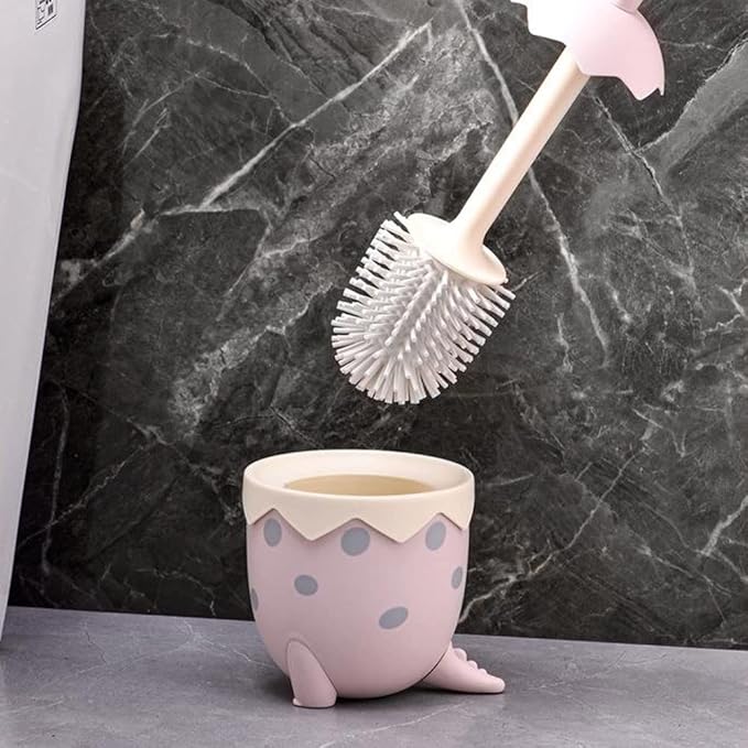 Toilet Brush Set, Compact Size Toilet Bowl Brush and Holder Toilet Bowl Scrubber with Silicone Bristles, No Dead Angle Home Cleaning Utensils Bathroom Accessories (Color : Blue) (Pink)