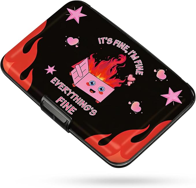Credit Card Holder for Women Men Mini Aluminum Card Case Wallet Fire | Slim Design, RFID Blocking, Metal, Business ID Case