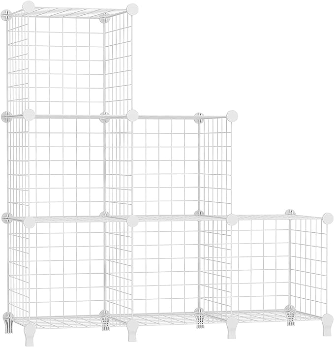 AWTATOS Wire Cube Storage, 6 Cube Closet Organizer Storage Shelf, White | Metal Cube Storage Shelves Bookshelf, Portable Closet Clothes Organizer, Wire Shelving for Bedroom, Home, Office