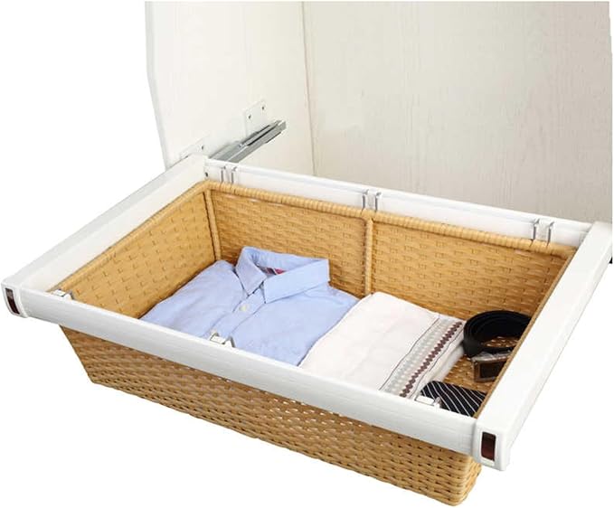 Pull Out Cabinet Storage Basket,Wardrobe Storage Organiser,Stackable Detachable Baskets Closet Storage Box,for Kitchen Office Wardrobes Cupboard Storage,Brown 1-864x220x470mm