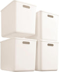 4 pack large plastic White storage bins with Lids, Toy Box Chest with Handle，Organizer Containers Baskets for Baby,Nursery，Shelves，Playroom, Bedroom，Office,Closet，home (White, 4XL)