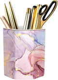 Large Capacity Colored Ceramic Marble Pencil Storage Marker Pen Holder Cute Stationery Holder For Office,High School College Student Girl Women Adult Teen Gift, Pink