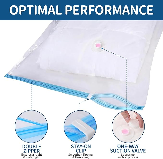 Vacuum Storage Bags with Electric Pump, 8 Jumbo Pack Space Saver Bags, Heavy Duty Reusable PA+PE Vacuum Sealer Bags for Comforters, Bedding, Blankets, Clothes, Home Organization & Travel