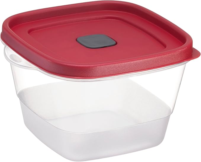 Tribello BPA-Free Plastic Food Storage Set, Red Vented Lids - Microwave, Dishwasher Safe: Perfect for Meal Prep, Leftovers, and Kitchen Organization (3 x 7-Cup)