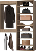 Modular Closet System, 49" Wide Organizer With Towers and Hanging, Wood Storage for Walk In Closets, Wall Mounted Wardrobe Kit, Bedroom