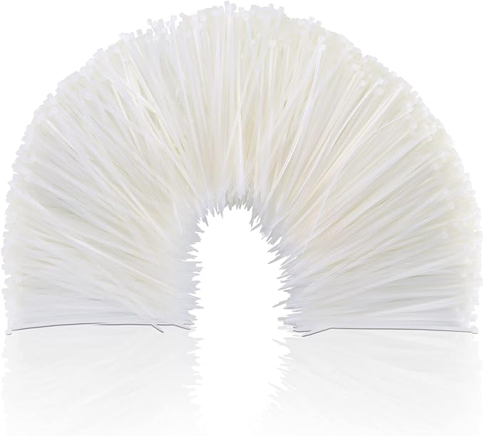 White Zip Ties 8 inch, 1000 Pack, 40lbs, Cable Ties, Zipties Clear, Boacua | 1000-Pack Versatile Ties: 8" clear cable ties, 40lbs tensile strength. Ideal for organizing cables, home & garden