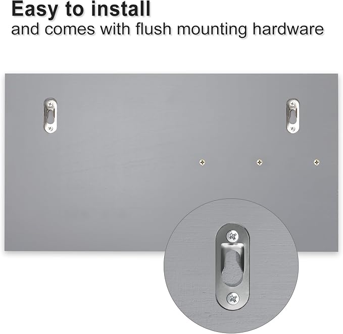 Lwenki Mail Organizer for Wall Mount – Key Holder with Shelf Includes Letter Holder and Hooks for Coats, Dog Leashes – Rustic Wood with Flush Mounting Hardware (16.5” x 8.7” x 3.5”) (Gray)