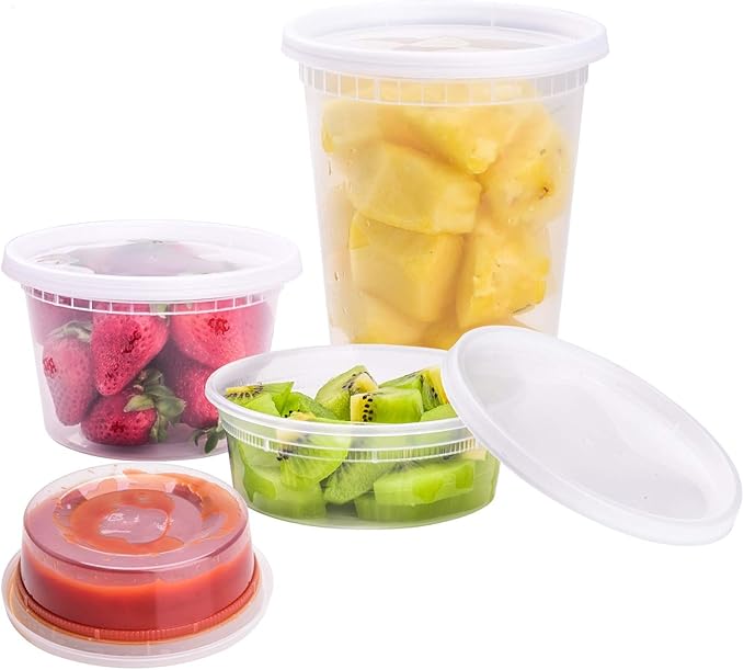 TashiBox [8 oz,16oz,32oz,48Sets,16Sets each size Plastic food storage containers with lids airtight,BPA Free,Microwave/Dishwasher/Freezer Safe (Pack of 6)