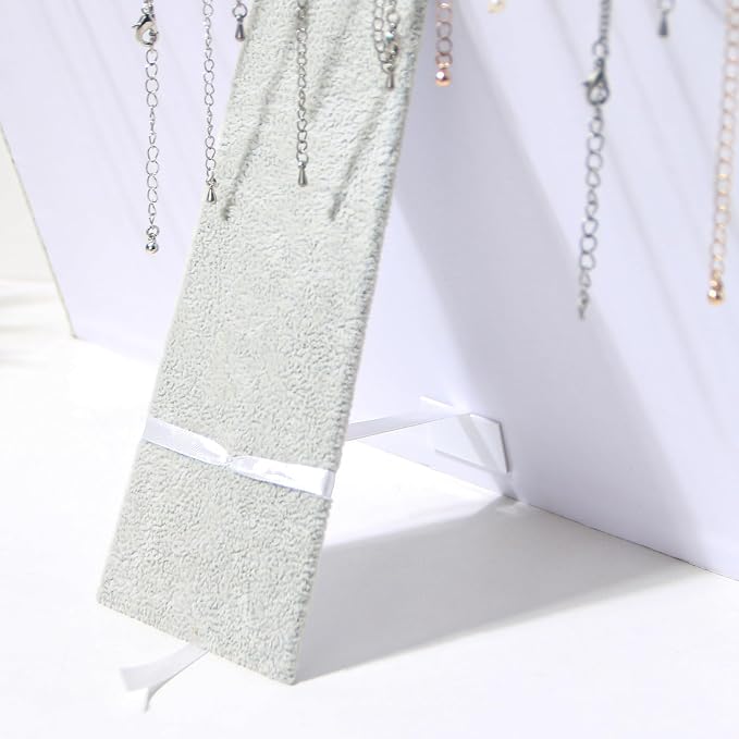 20 Slots Big Necklace Display Board for Selling, Velvet Necklace Jewelry Organizer Stand for Shop Store, Necklace Hanger Holder Rack for Show (3pc Grey)