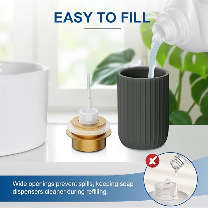 Ceramic Foaming Soap Dispenser, 12 oz Bathroom Foam Hand Soap Dispenser, Refillable Lotion Soap Dispenser with Removable Pump for Kitchen Hand Wash Dispenser, Modern Home Decor (Matte Grey)