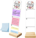 Sticky Note Holder, Monitor Memo Board, Acrylic Post It Note Holder with Wooden Base, Includes 100 Notes, Nurse Appreciation Desk Organizer， Nursing Quote “Nursing is a Work of Heart”