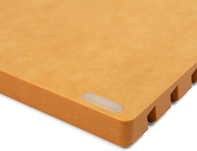 Elihome Cutting Board Organizer, 4-Slot Angled Holder — Wood Fiber Composite, Non-Slip Feet, Dishwasher Safe, Heat-Resistant 350°F, Non-Porous (Natural Wood)