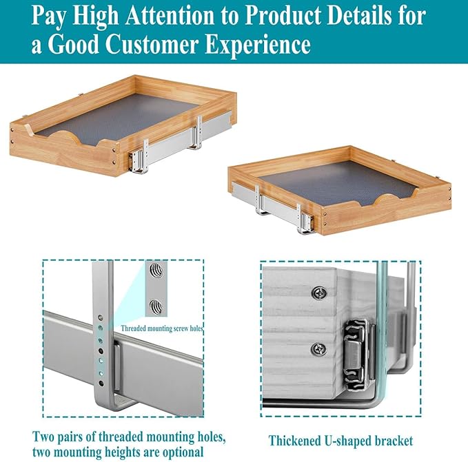 OCG Pull Out Cabinet Organizer 20"W x 21"D, Slide Out Wood Drawer Shelf, Pull Out Shelves for Base Cabinet Organization in Kitchen, Pantry, Bathroom