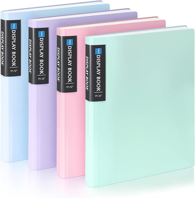 4 Pack Art Portfolios 9"x12", 40 Pockets Large Portfolio Folder Display | 80 Pages,Heavy Duty Art Portfolio Folder with Clear Sheet Protectors, Presentation Book for Artwork Document Organizer Binder