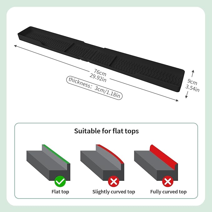 30 Inch Magnetic Stove Top Shelf, Over the Stove Spice Rack Organizer, Black | Heat Resistant Silicone, No Drill Installation, Anti-Slip, For Gas & Electric Stoves
