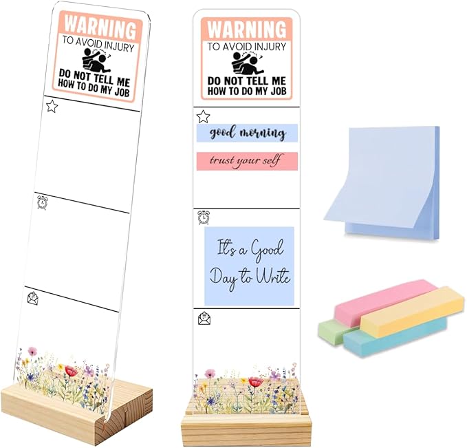 Sticky Notes Monitor Memo Board with Removable Wooden Base Warning Do Not Tell Me How to Do My Job Funny Office Quote Message Board Portable Sticky Note Holder Humorous Desk Decor and Gift