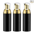 Travel Foam Pump Bottle - 2oz Small Size Foaming Hand Soap Dispenser - Mini Portable Mousse Lash Shampoo Kit Container for Hair - Empty Leak Proof Plastic Gold &Black Foamer 3Pack