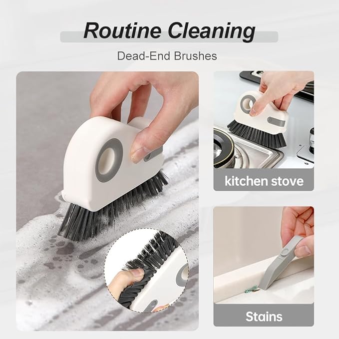 2 in 1 Groove Cleaning Brush Window Track Cleaning Tools, 2026 New Multipurpose Hard Bristle Crevice Cleaning Brush with Hidden Scraper for Sliding Door Track, Window Sill, Window Seal (Orange-2PCS)