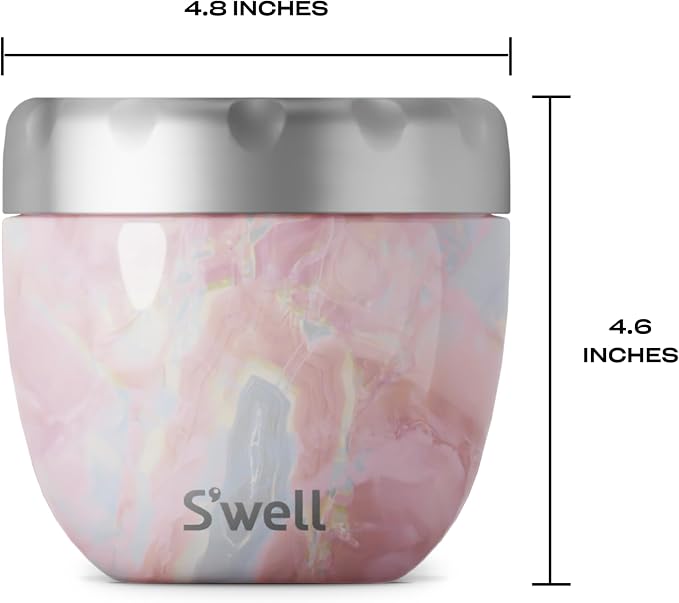 S'well Stainless Steel Food Bowls – 21.5oz - Geode Rose Eats - Triple-Layered Vacuum-Insulated Containers Keeps Food Cold for 11 Hours and Hot for 7 - Condensation-Free, Leak-Free, and Dishwasher-Safe