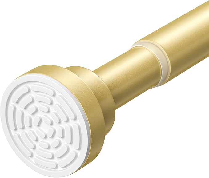 Tension Curtain Rod No Drilling Gold Spring Tension Rods for Windows 31 to 75 Inch Adjustable Curtain Rod Expandable Pressure Curtain Rod Shower Rods for Bathroom,Kitchen,Doorway
