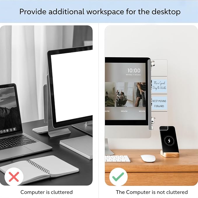 Fox Terrier Monitor Side Note Board, Computer Monitor Memo Board, Sticky Note Holder, Acrylic Desk Organizer with 100Pcs Notes for Office Worker Men Women, Home Desktop and Office Desk