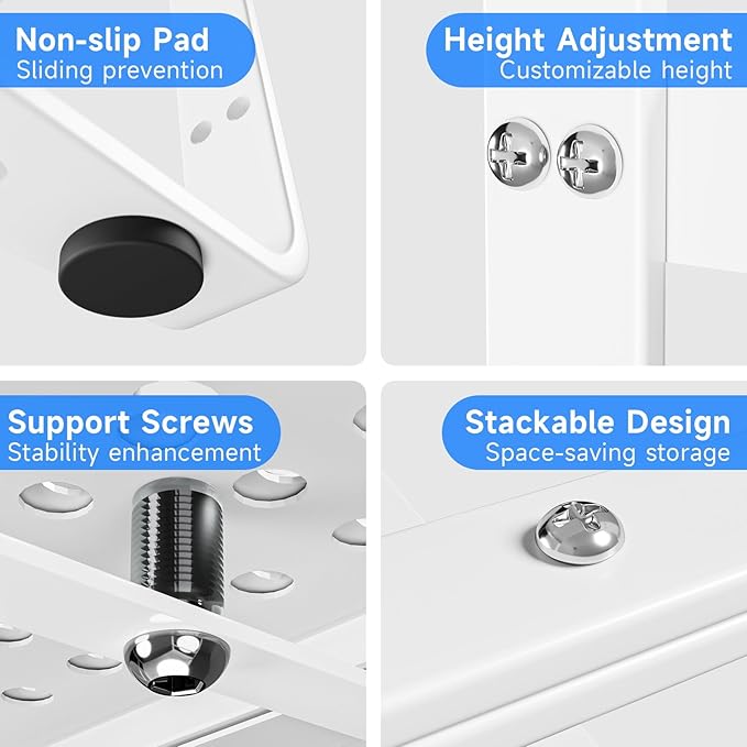 Expandable Cabinet Shelf Organizers, Kitchen Small Stand Rack Organization for Countertop Cupborad Pantry Desktop Spice Rack, White 1 Pack