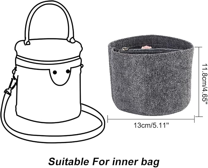 WADORN Felt Purse Organizer Insert, Black (Round, 5.1x4.65in) Materials, Efficient Storage, Practical Design, for LV Cannes & Other Bucket Bags