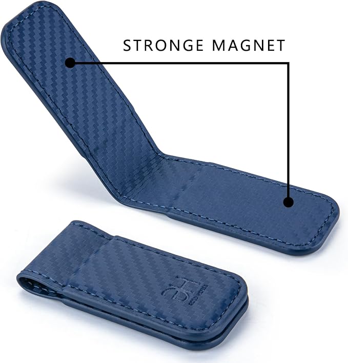 GH GOLD HORSE Slim Magnetic Money Clip Genuine Leather Business Card Holder for Men (Blue)