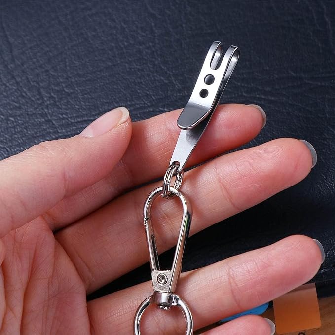 Silver Pocket Bag Suspension Clip Stainless Steel Bag Waist Belt Hanging Clip Mini Metal Key Buckles Portable Pocket Clips Outdoor Gadgets