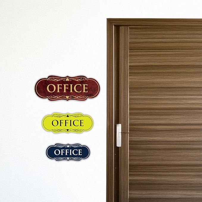 All Quality Designer Office Sign | Easy Installation - Red - Small (10 Pack)