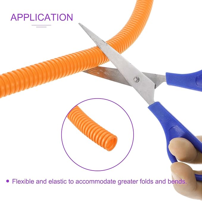 DMiotech 20ft Wire Loom Split Tubing 1/2 Inch(12.7 Mm) ID, Cord Protectors from Pet Flexible Conduit Cable Management for Office, Home, Garden, Orange