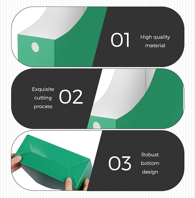 Jutom 48 Sets Cardboard Magazine Holders with Labels for Office,Green