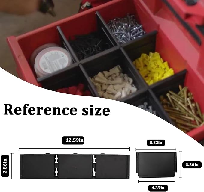 48-22-8473 Packout Dividers For Milwau-kee | Packout 3 Drawer Dividers Tool Box (Black-2 Pack)