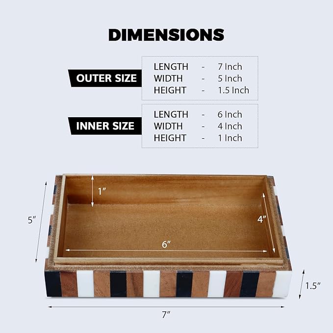 Handicrafts Home Small Decorative Storage Box with Lid Wooden Jewelry Box Trinket Box for Shelf Decor – Natural Wood Resin Inlay Marquet Cosmo Collection- 5x7x1.5