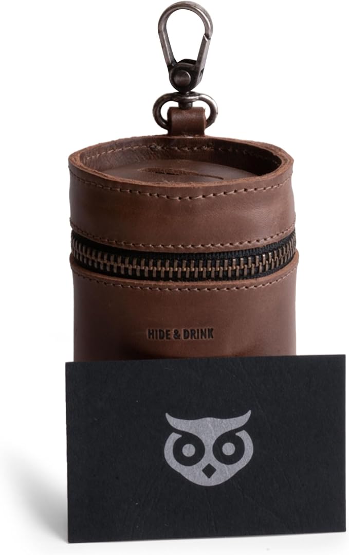 Hide & Drink Genuine Leather Coin Pouch Piggy Bank, Cash Holder Organizer, Coin Purse for Men & Women, Money Saving Box, Men's Change Purses & Pouches, Small Mens Wallet for Coins, Zippered Case Banks