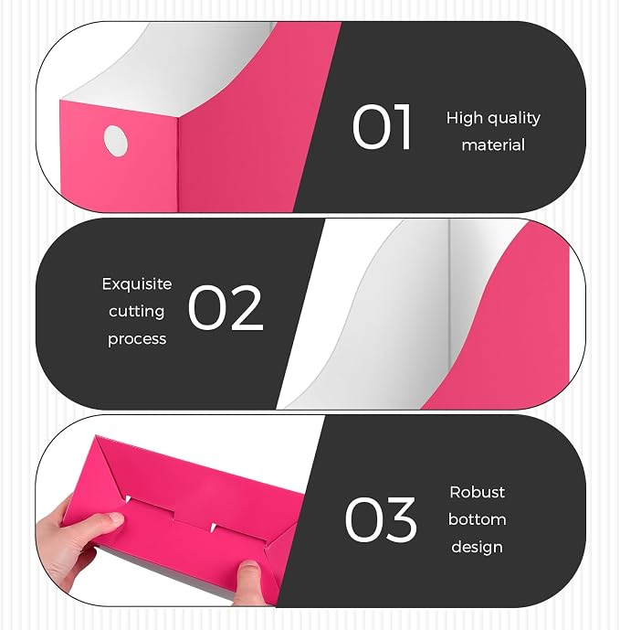 Jutom 48 Sets Cardboard Magazine Holders with Labels for Office,Pink