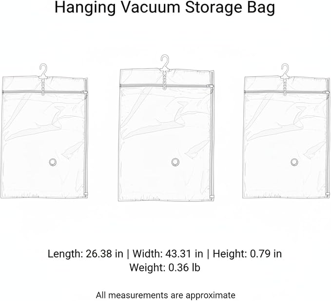 Hanging Vacuum Storage Bags for Closet, Clear Compression Saver for Coats & Suits, Space Saving Organizer (1 Pack)
