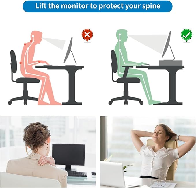 gianotter 2-Tier Metal Monitor Stand Riser, Desk Organizer for Monitor, Office Desk Storage Organizer for Office Supplies (Rose Gold)