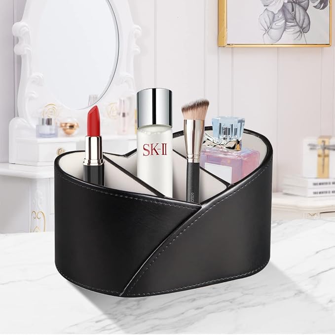 YAPISHI Leather Remote Control Holder for Table,TV Remotes Caddy 3 Grid Desk Organizer and Accessories Storage for Controllers/Stationery/Supplies, Modern Decorations for Living Room Nightstand Black