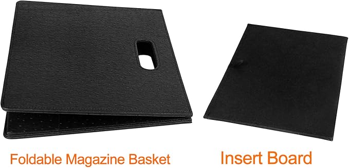 HofferRuffer Magazine Basket Holder, Foldable Magazine Rack, Document File Holder Organizer, File Folder, Newspaper Storage Bin Organizer for Home or Office(Black)
