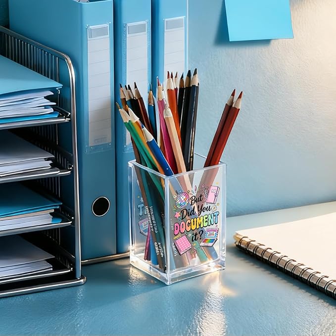 But Did You Document It Acrylic Cosmetic Pencil Holder Cup, Pen Holder for Home Office Desk Accessories for Women Coworker Nurse HR, Funny Office Desk Pen Organizer, Marker Holder, Work Gifts
