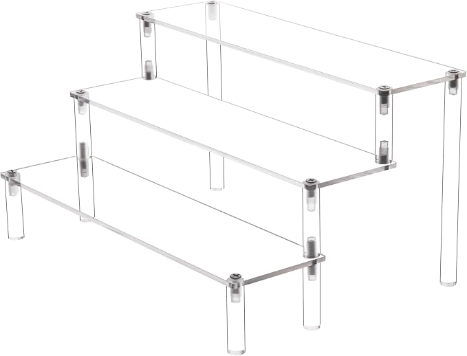 3 Steps Clear Acrylic Display Riser Cupcake Stand Display for Decoration and Organizer
