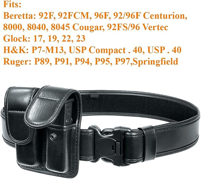 Molded Double Mag Pouch Holster with Double and Single Stack Magazines .380, 9mm & 40 Cal for S&W M&P Ruger Glock Walther H&K