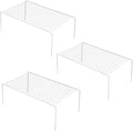 Kitchen Cabinet Shelf Organizer Set of 3, Large (15.7 x 9.4 inch) Metal Wire Pantry Storage Shelves, Dish Plate Racks for Cabinets, Freezer, Counter, Cupboard Organizers and Storage, White
