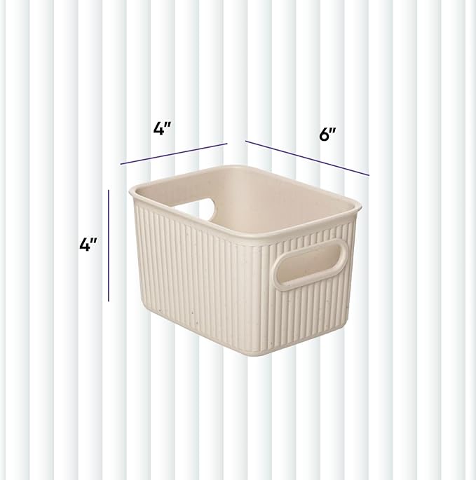 Superio Eco-Friendly Decorative Plastic Basket Open Home Storage Bins Organizer Baskets, Small (2 Pack) Container Boxes for Organizing Closet Storage Bins for Shelves Drawer Shelf 1.5 Liter