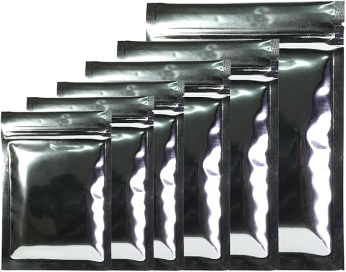 100PCS Customized Resealable Mylar Bag Foil Flat Packaging Bag with Tear Notch,Single-Color Printing for LOGO,QR Code,Text (Silver, 10 * 15CM/4.0"*6.0"-100PCS-One Color Print)